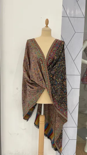 Janvi Black & Blue Mixed Cashmere Scarf