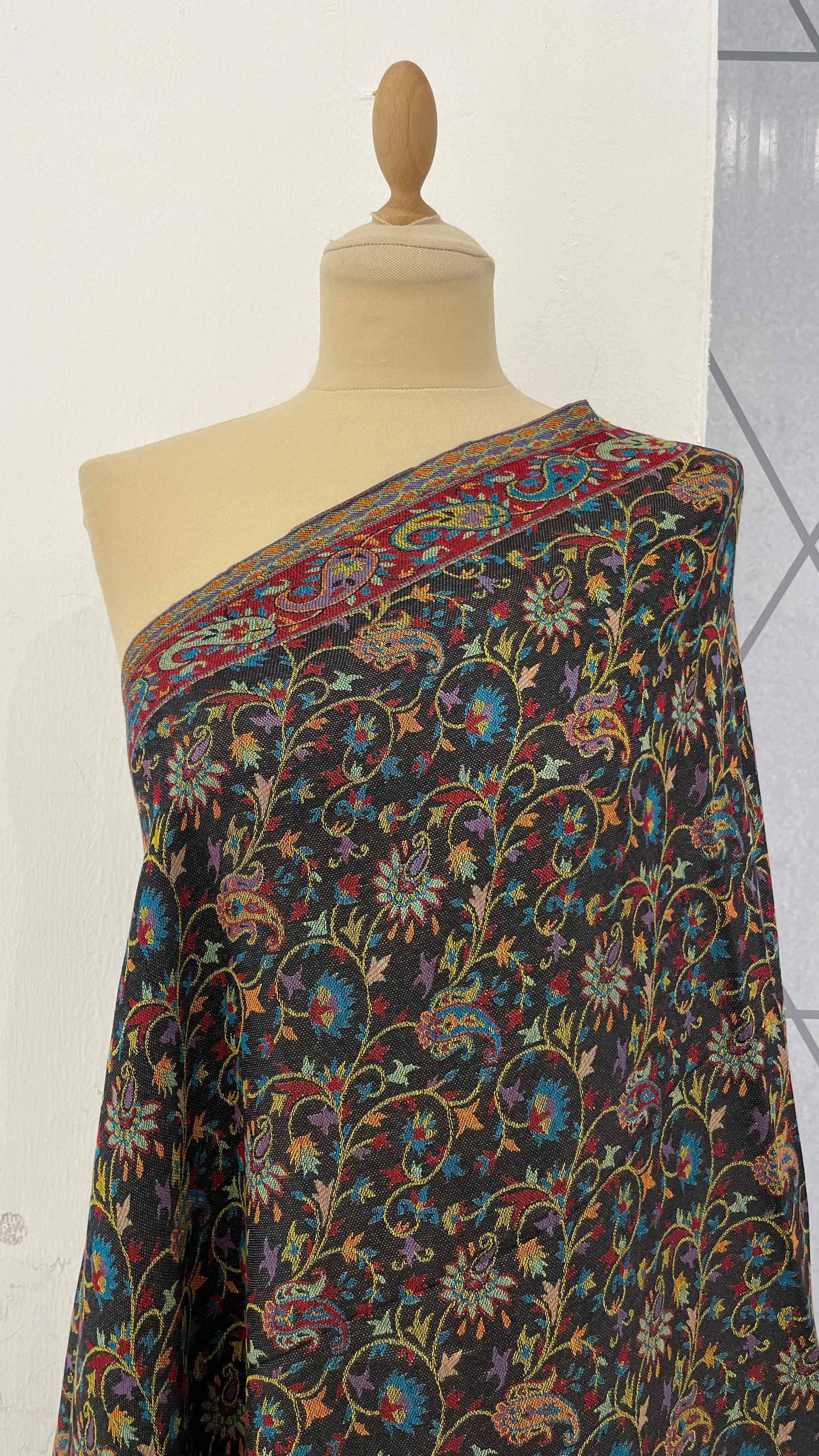 Janvi Black & Blue Mixed Cashmere Scarf