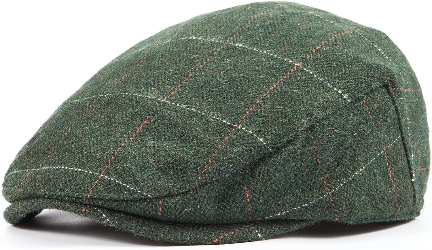 Men's Brown/Grey Checkered Classic Wool Blend Tweed Flat Cap