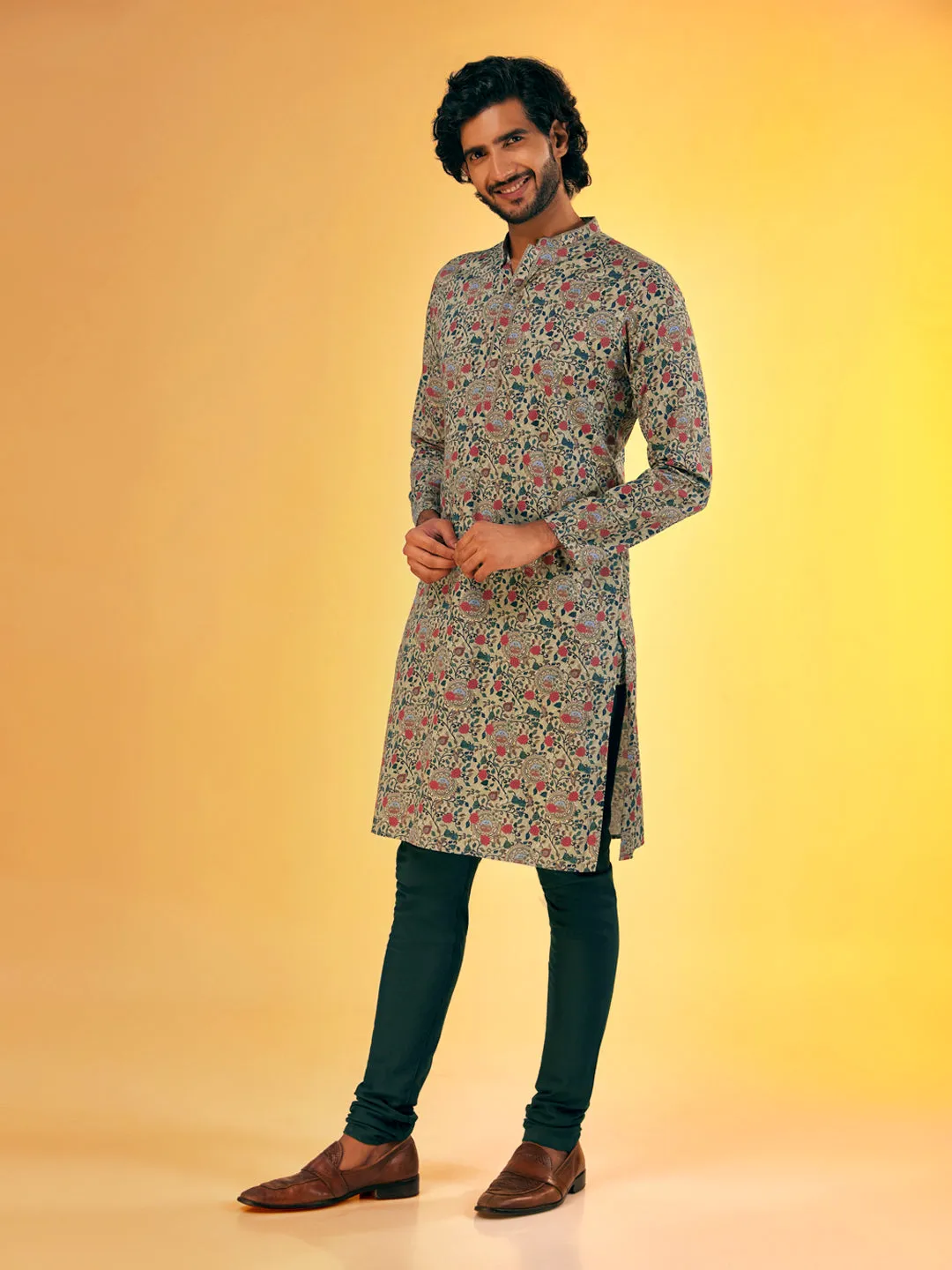Men's Olive Kurta (Set of 1)