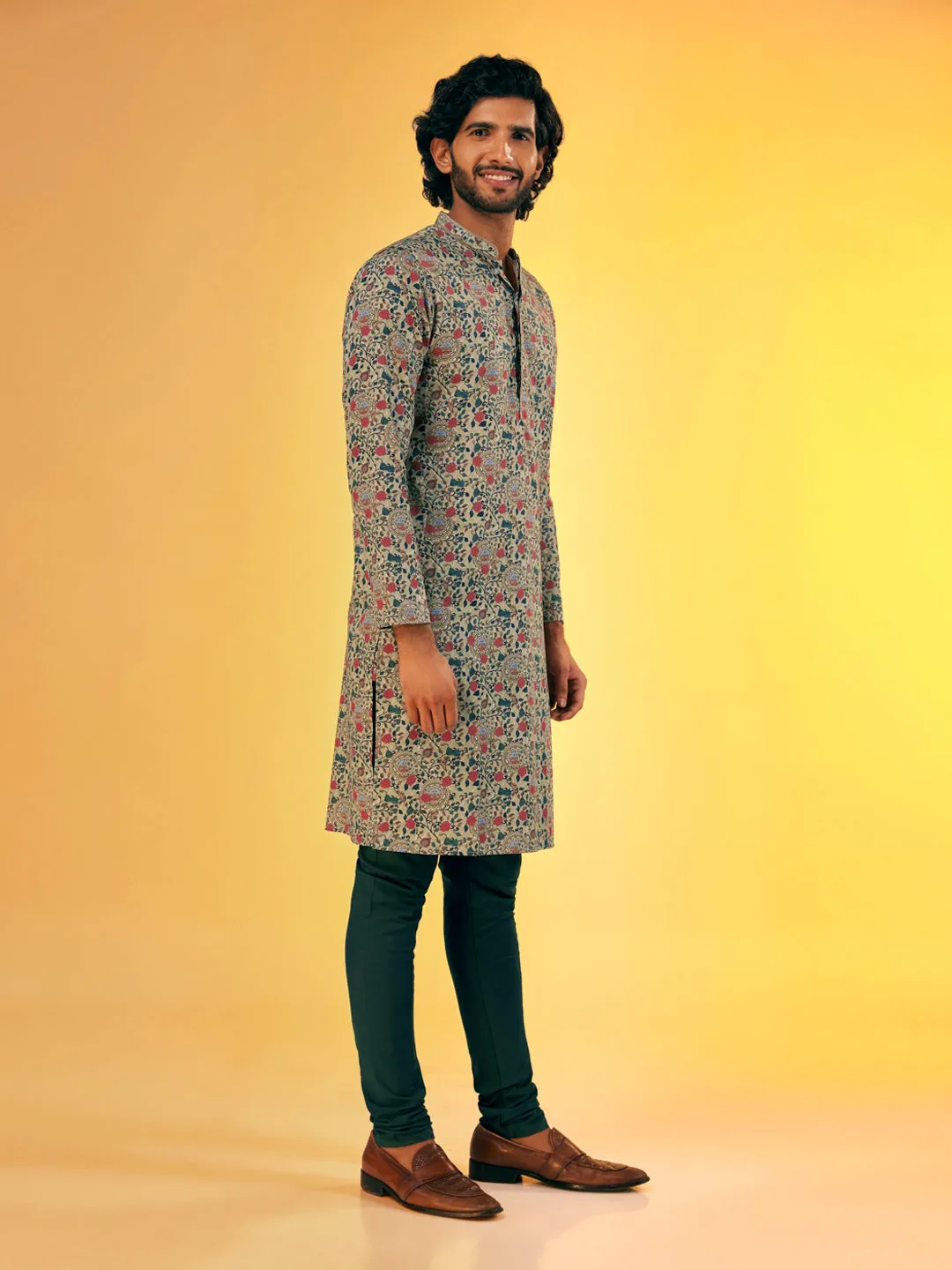 Men's Olive Kurta (Set of 1)