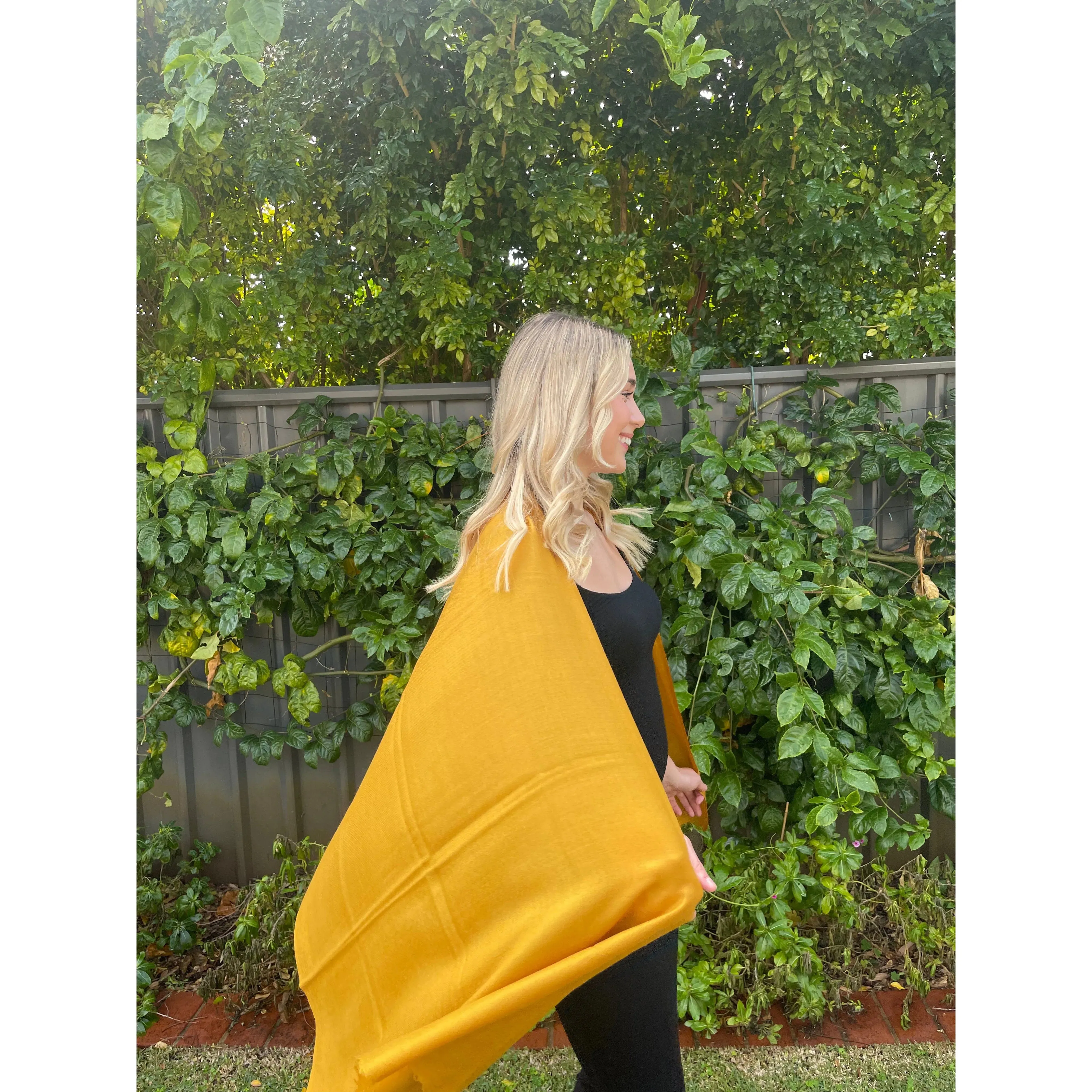 Mustard Gold Luxury Stole - Pure Cashmere Premium