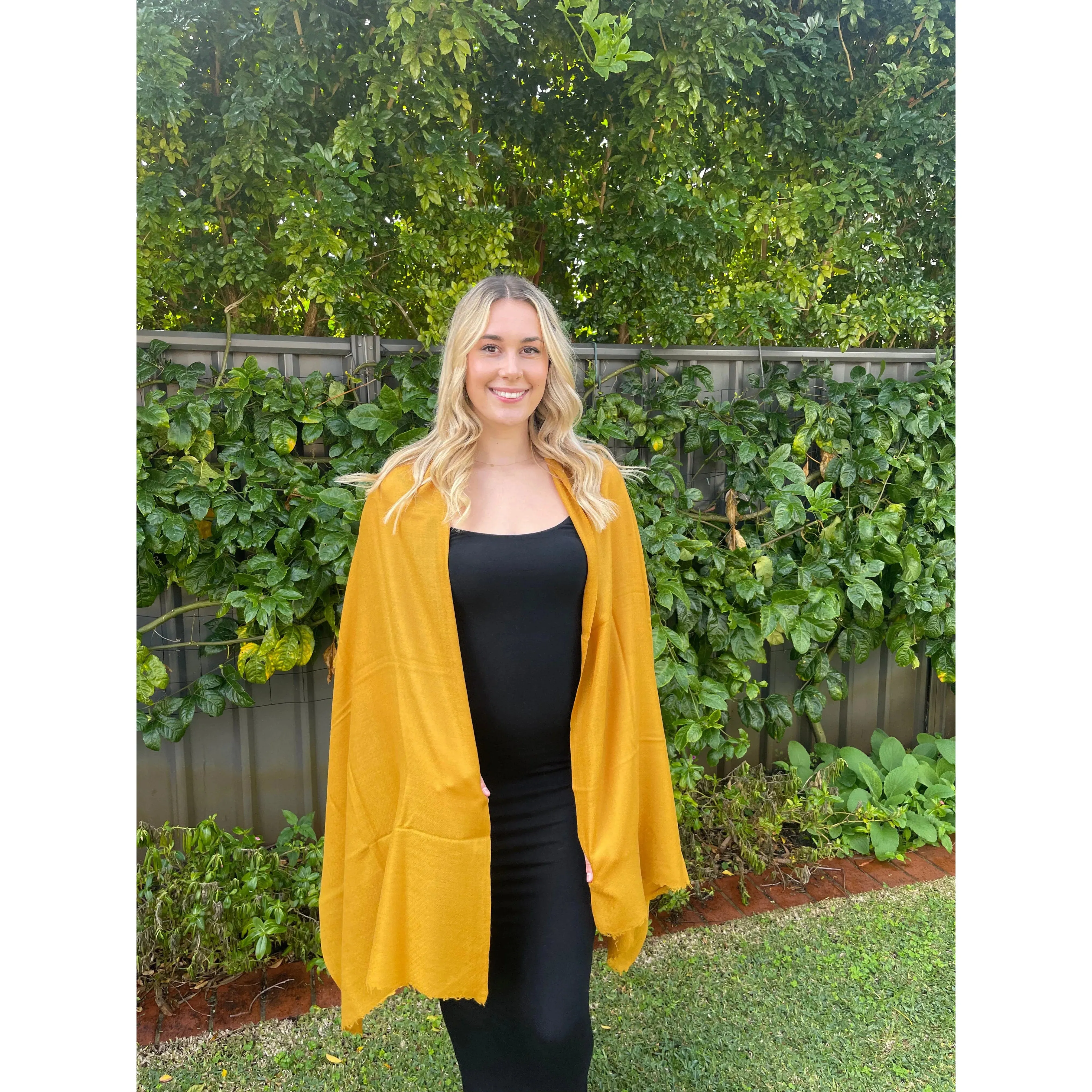 Mustard Gold Luxury Stole - Pure Cashmere Premium