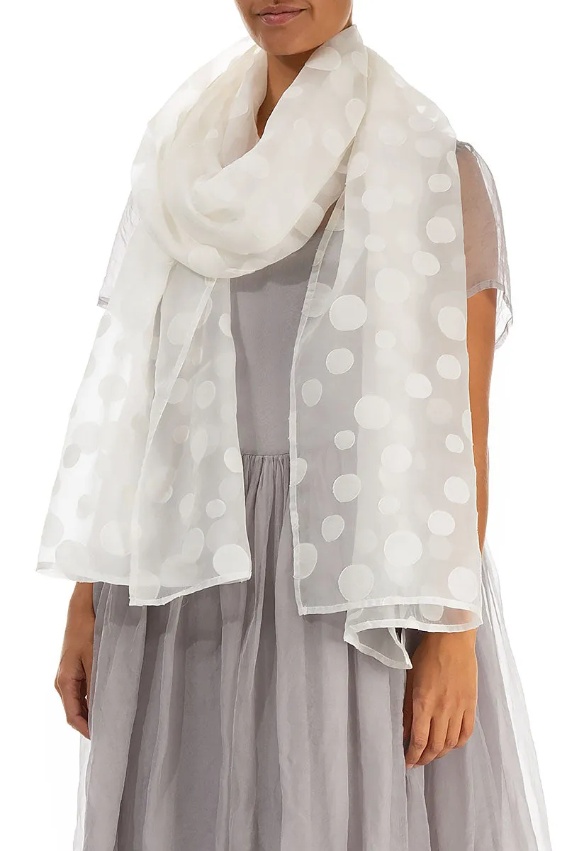Off White Bubbles Silk Scarf