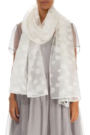 Off White Bubbles Silk Scarf