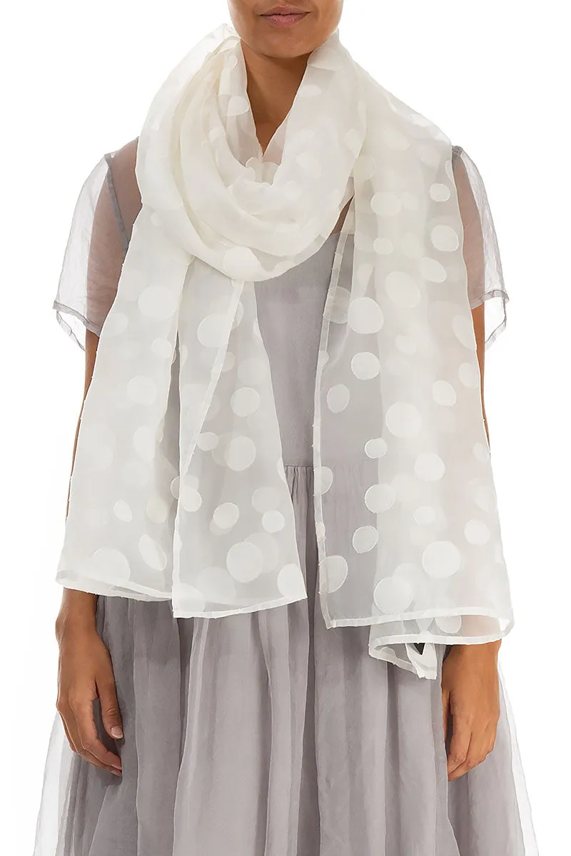Off White Bubbles Silk Scarf