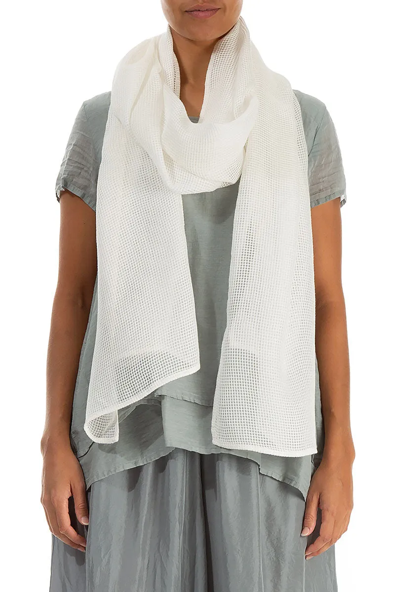 Off White Mesh Silk Scarf