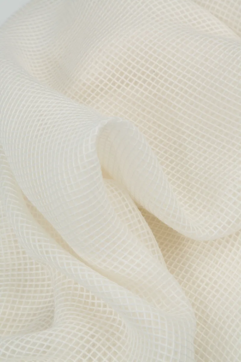 Off White Mesh Silk Scarf