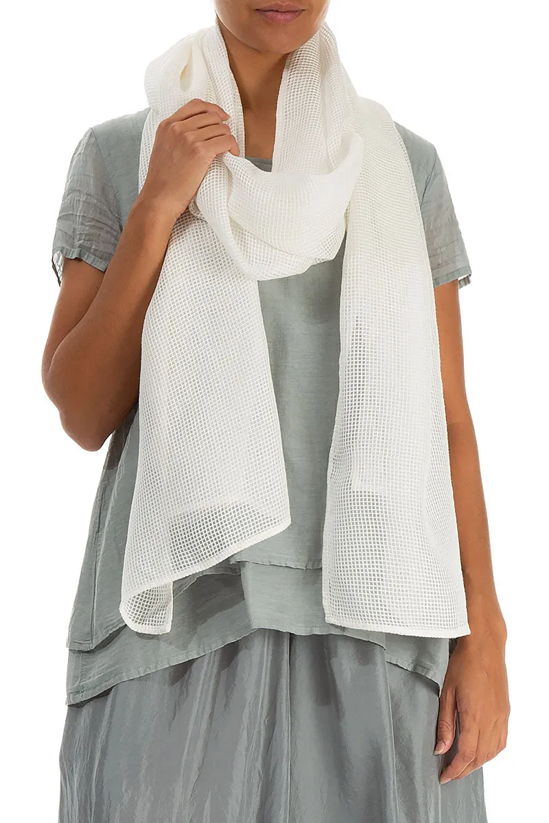 Off White Mesh Silk Scarf