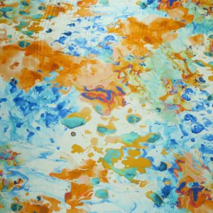 Paint Splashes Multicolored Printed Silk Charmeuse Fabric