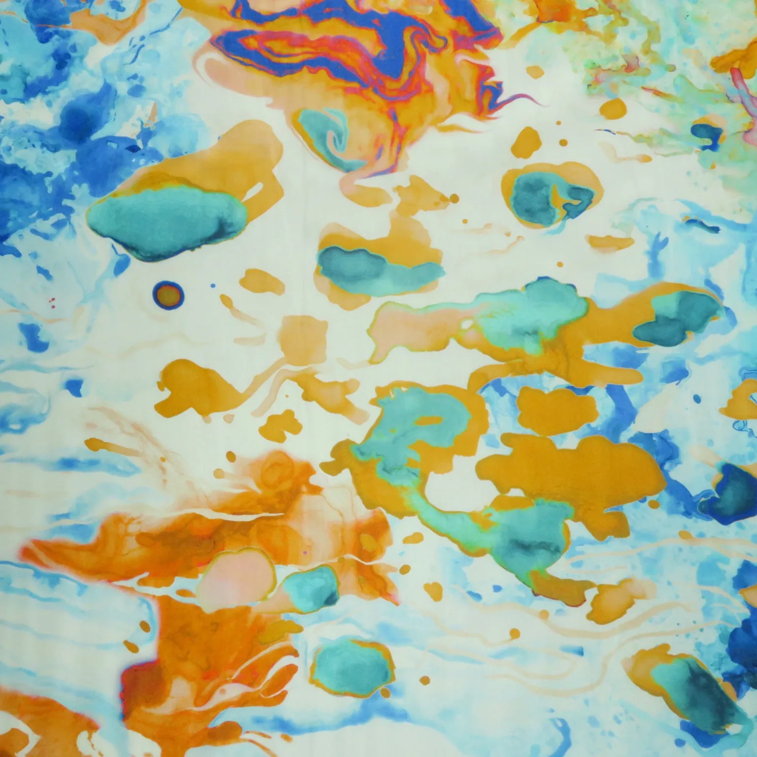 Paint Splashes Multicolored Printed Silk Charmeuse Fabric