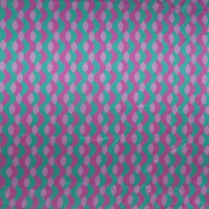 Pink and Green Abstract Waves Printed Silk Charmeuse Fabric