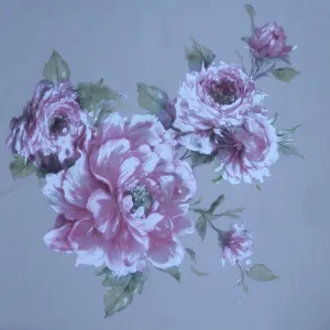 Pink Mauve and Green on Off White Background Printed Silk Organza Fabric