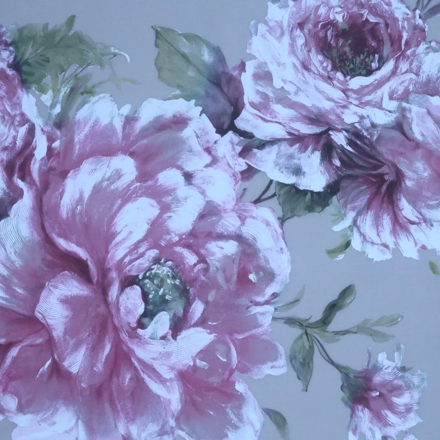 Pink Mauve and Green on Off White Background Printed Silk Organza Fabric