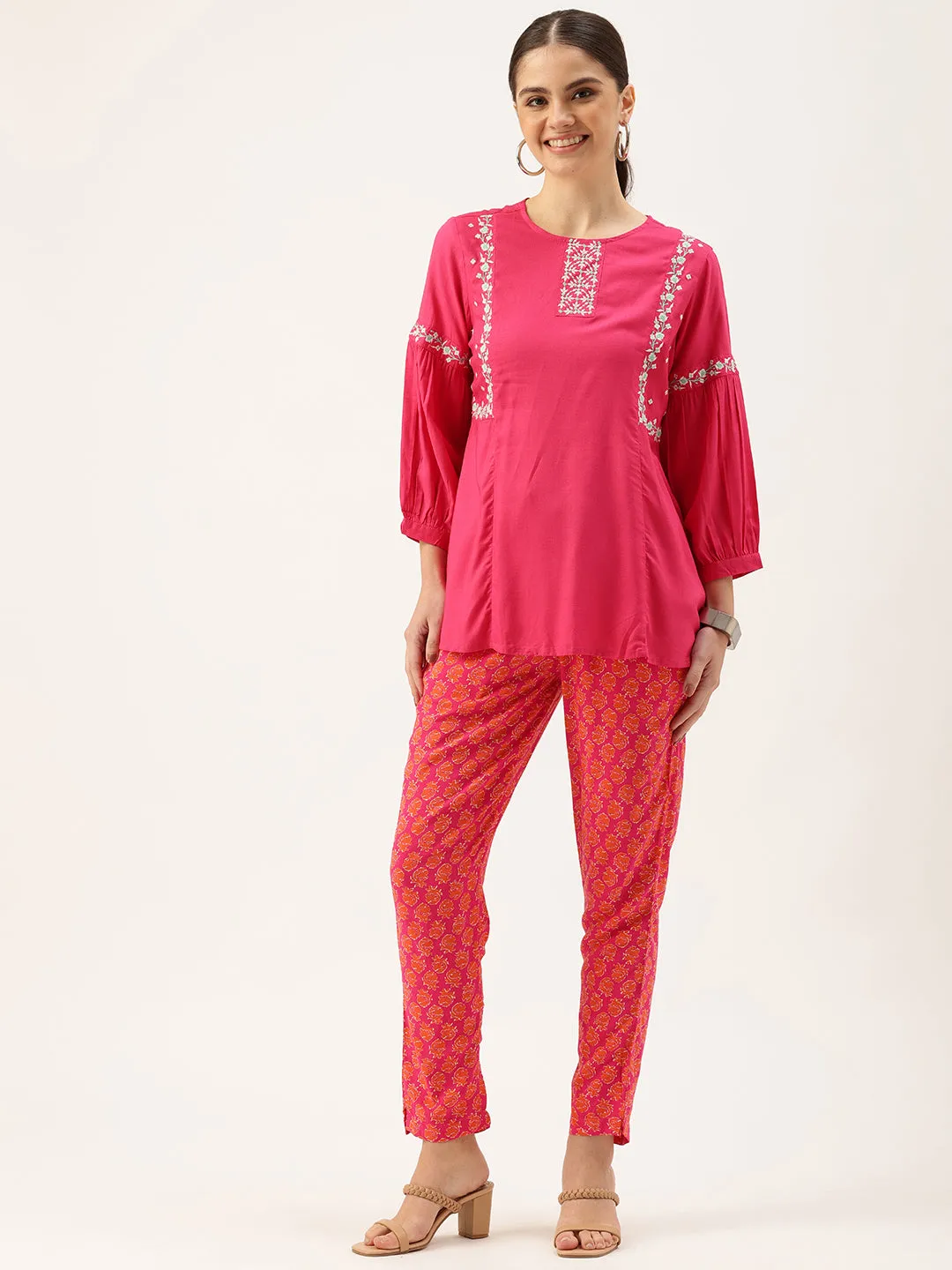 Pink Printed Trousers