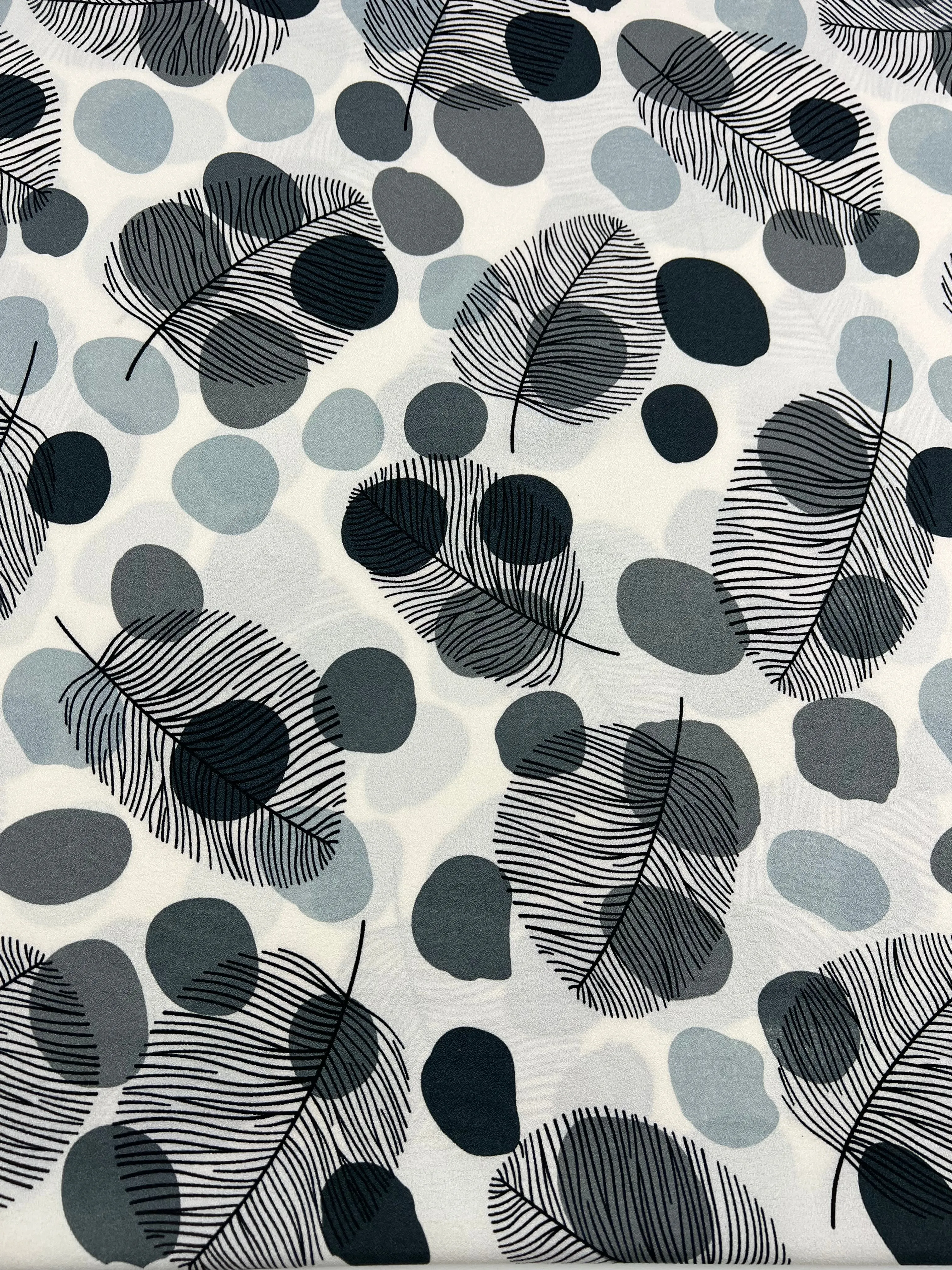 Printed Crepe - Black Dotty Leafs - 150cm
