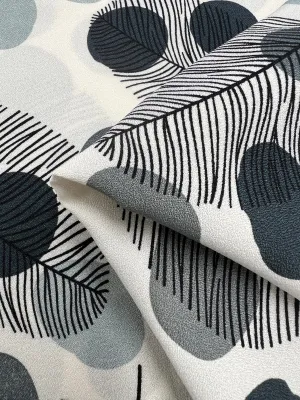 Printed Crepe - Black Dotty Leafs - 150cm