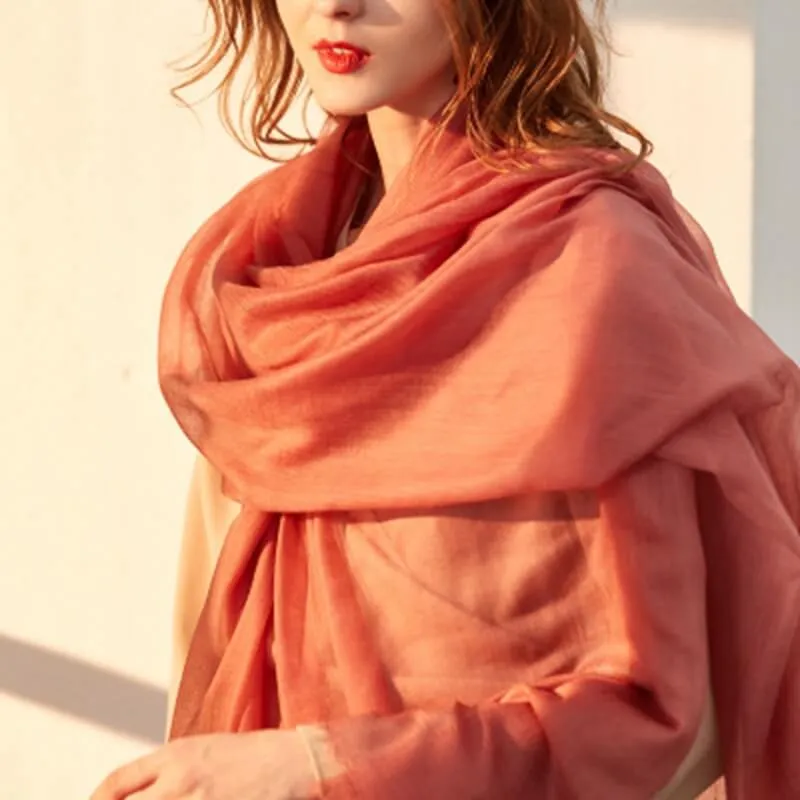 Pure Cashmere Women Ultra Thin Pashmina Shawl and Wraps Solid Color