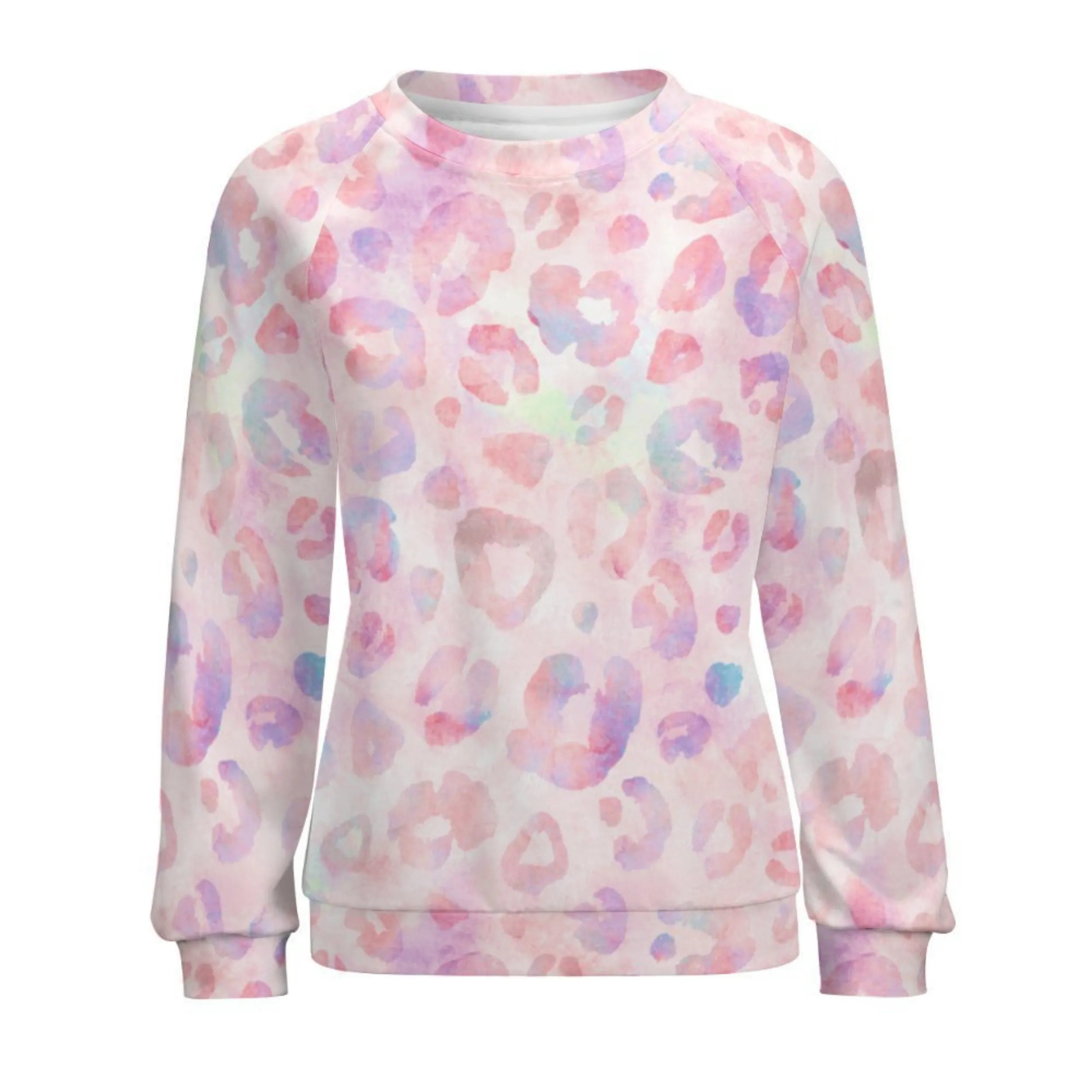 Rainbow Cheetah Women's Raglan Crewneck Sweatshirt | Cozy Autumn & Winter Crewneck