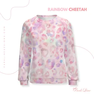 Rainbow Cheetah Women's Raglan Crewneck Sweatshirt | Cozy Autumn & Winter Crewneck