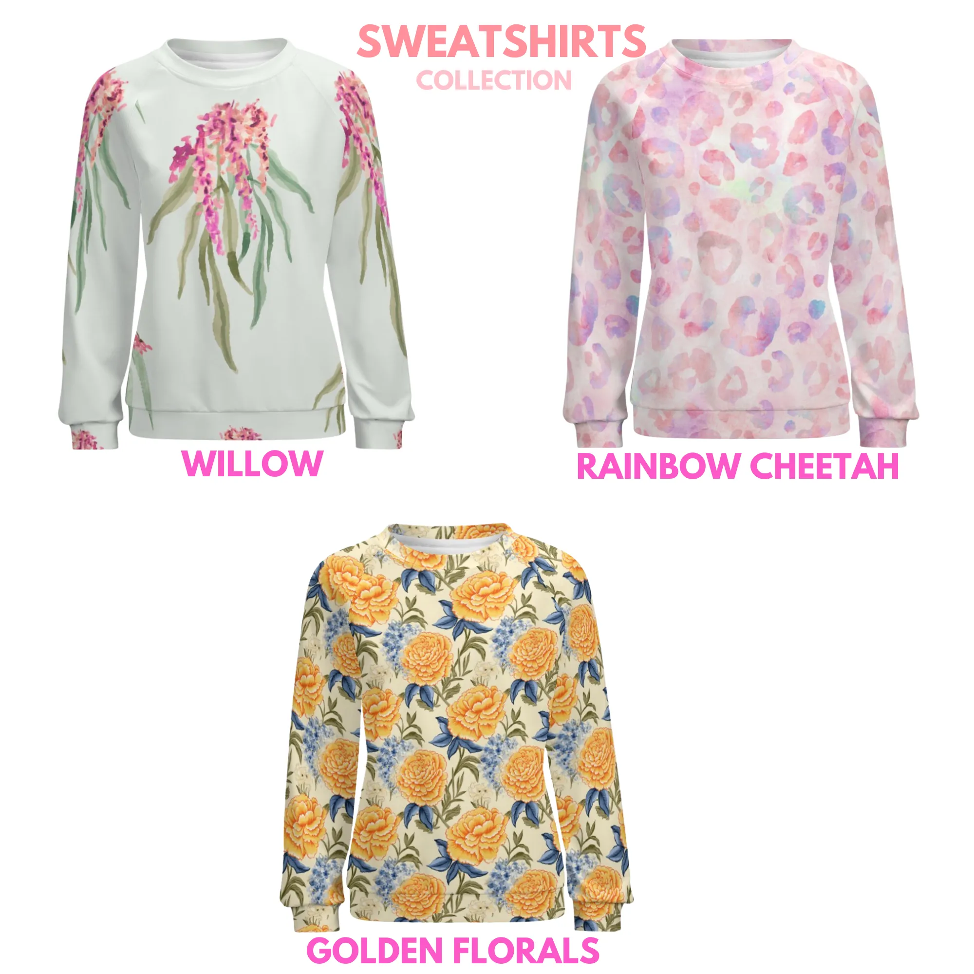 Rainbow Cheetah Women's Raglan Crewneck Sweatshirt | Cozy Autumn & Winter Crewneck