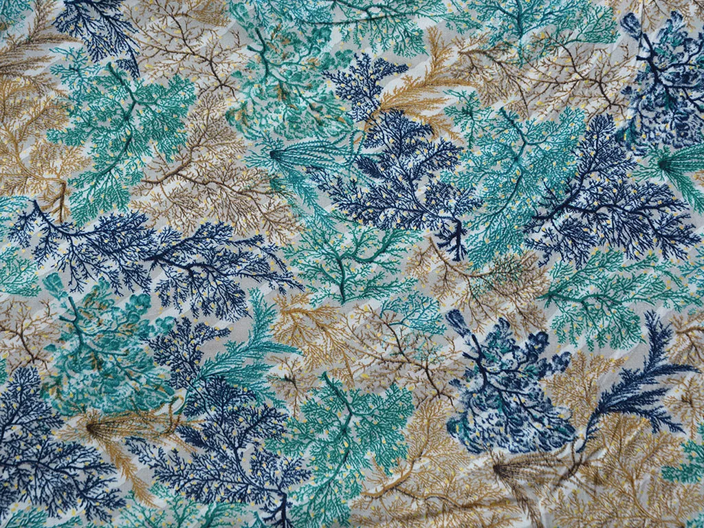 Seasonal Blue Floral Digital Print Cotton Rayon Fabric