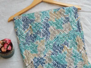 Seasonal Blue Floral Digital Print Cotton Rayon Fabric