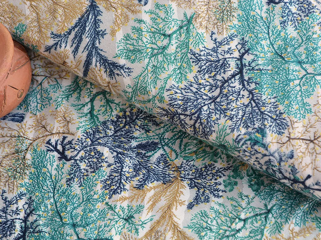 Seasonal Blue Floral Digital Print Cotton Rayon Fabric