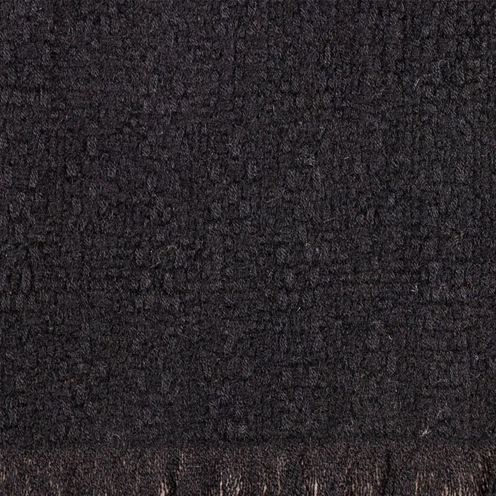 Super Luxe Ebony Black Basket Weave Cashmere Shawl