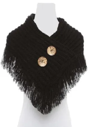 Trendy and Stylish Button/Fringe Accented Scarf/Shawl