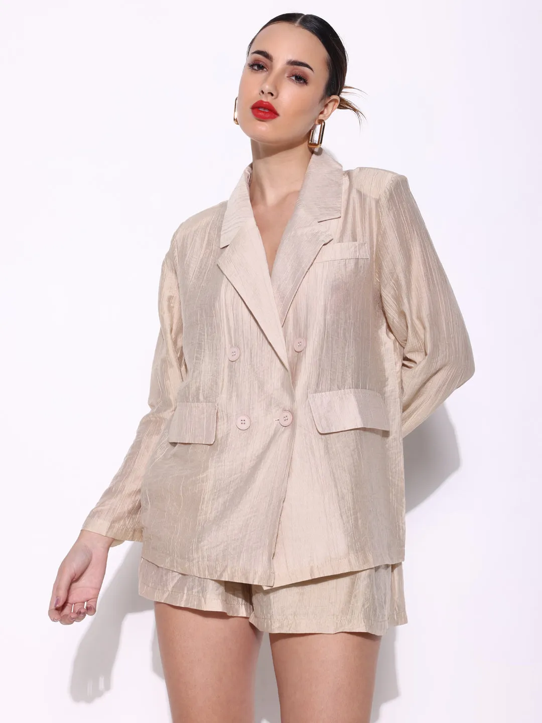 Women Solid Beige Co Ords Set