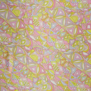 Yellow, Pink and Lilac Abstract Printed Silk Charmeuse Fabric